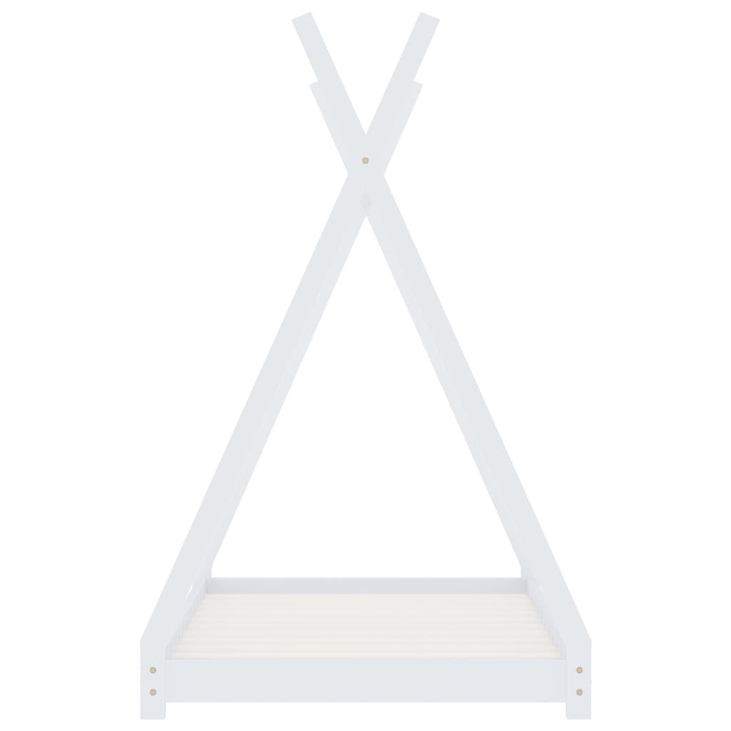 Kids Bed Frame White Solid Pine Wood 80x160 cm